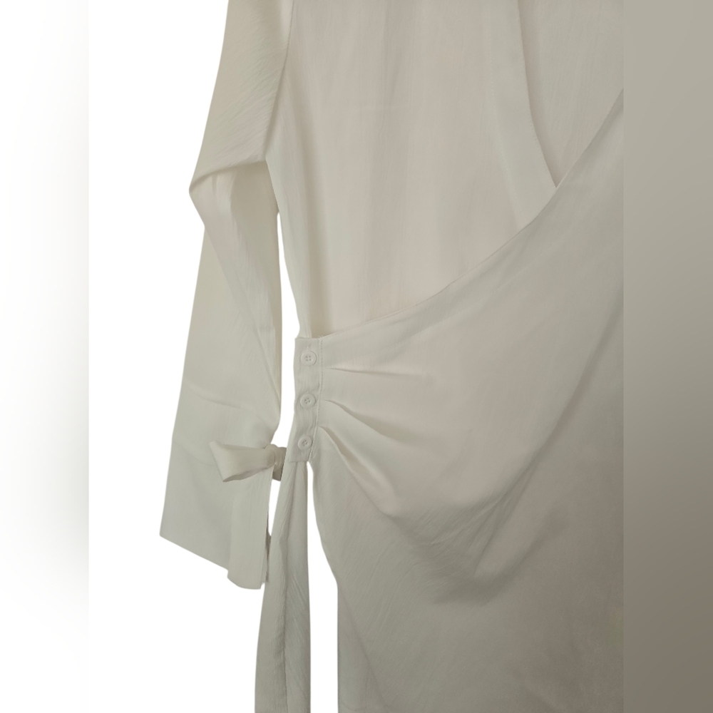 Micas White Wrap Blouse Dress Size XL - Picture 2 of 5